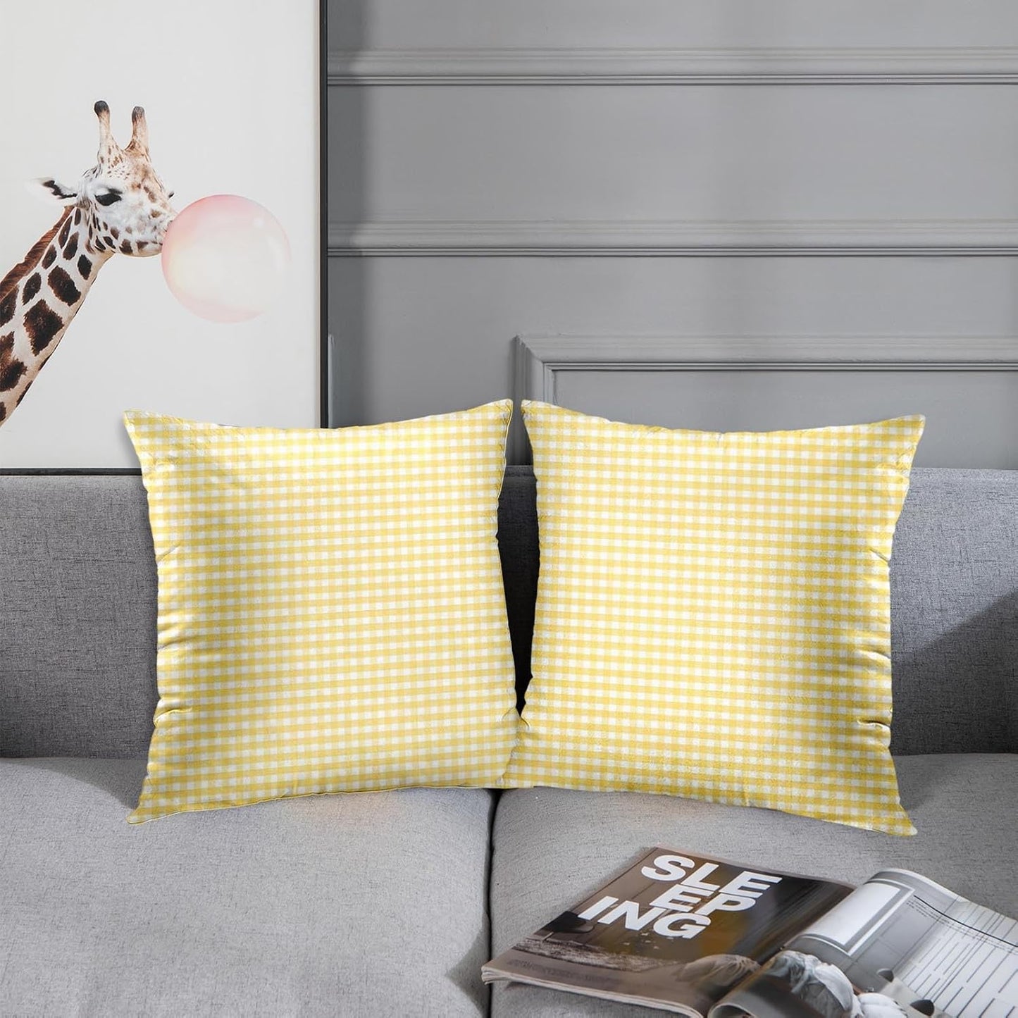Emvency Throw Pillow Cover Accent Yellow Gingham Spring White Livingroom Decorative Pillow Case Home Decor Square 18 x 18 Inch Pillowcase