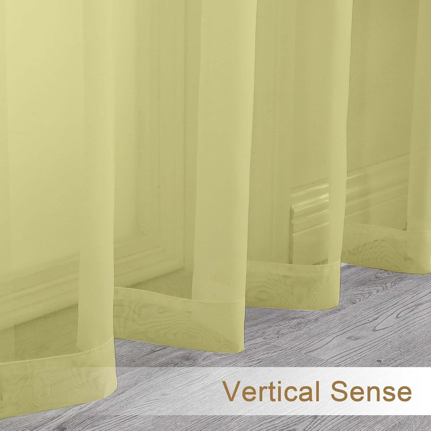 Chyhomenyc Sheer Valances for Windows, Light Filtering Small Window Curtains for Living Room Bathroom Cafe Laundry Basement, Modern Top Dual Rod Pocket Voile Curtain, 42Wx14L inches, Lemon, 2 Pieces
