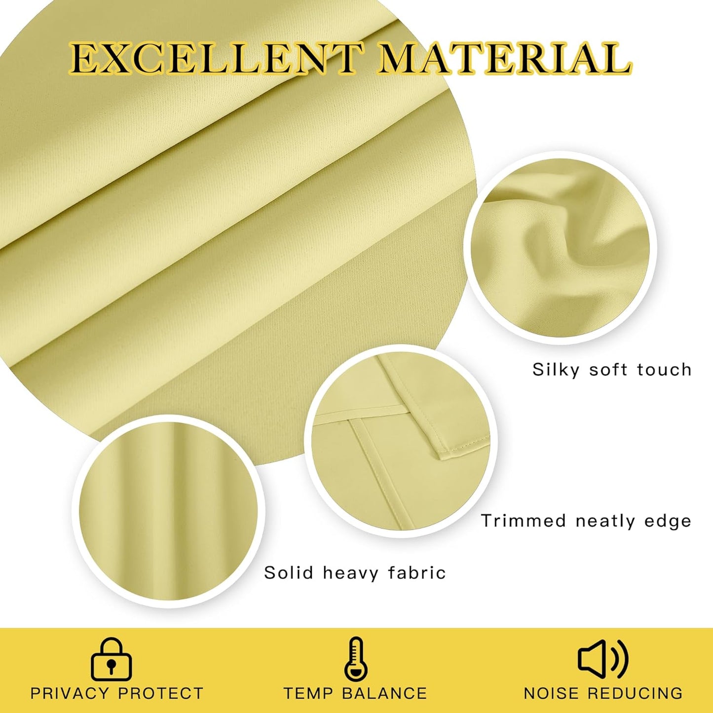 NICETOWN Paler Yellow Blackout Curtains for Bedroom 72 Inches Long, Thermal Insulated Room Darkening Grommet Window Curtains for Living Room Nursery, 66 inch x 72 inche, 1 Panel