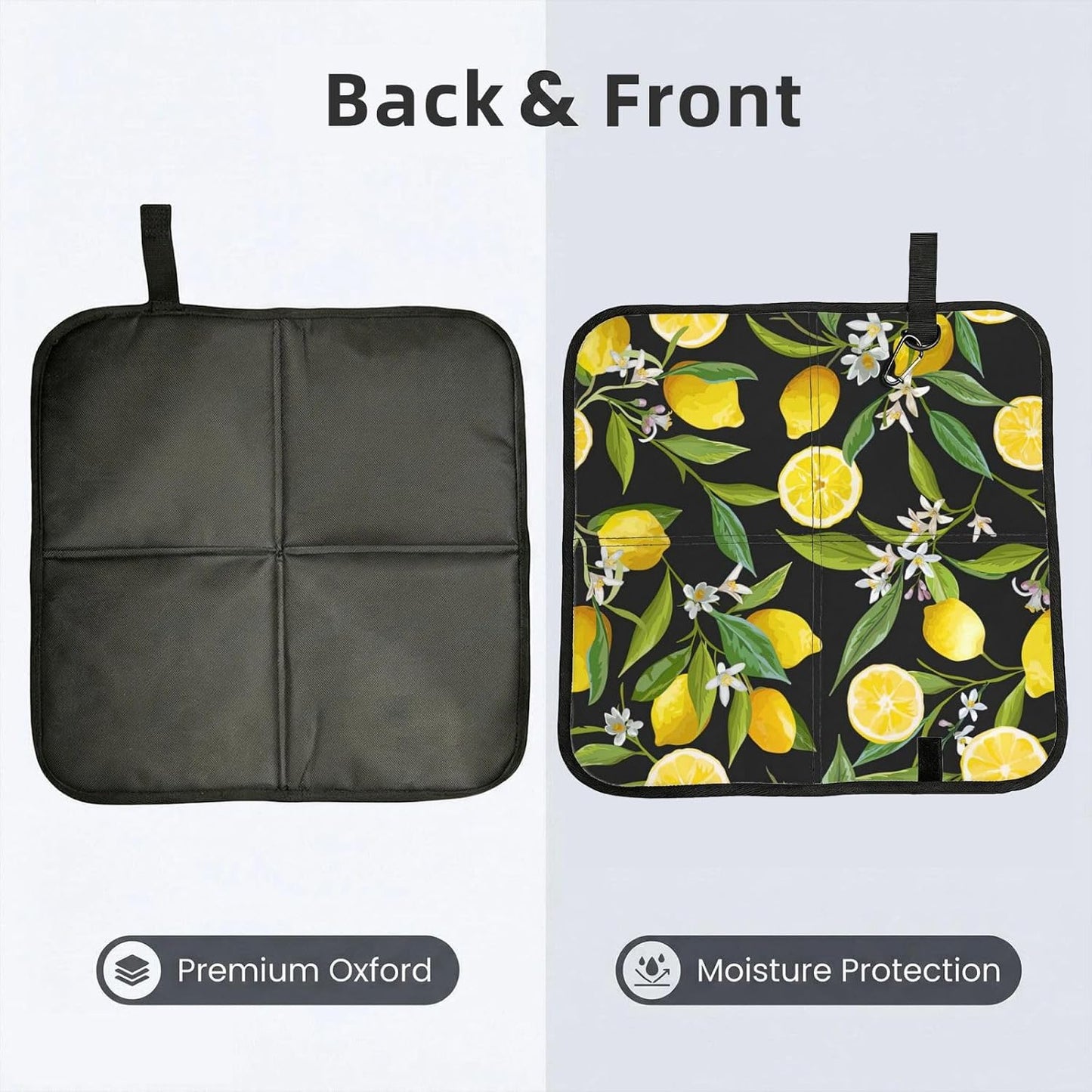 Yellow Lemon Print Fold Away Seat Cushion Portable Outdoor Pad Polyester Bleacher Bench Mat Travel Picnic Pad