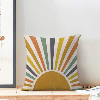 Boho Stripes Pillow Covers 20 x 20 Set of 2, Summer Yellow Rainbow Sun Outdoor Decorative Throw Pillows Farmhouse Linen Sunshine Cushion Case for Home Couch Sofa Decor