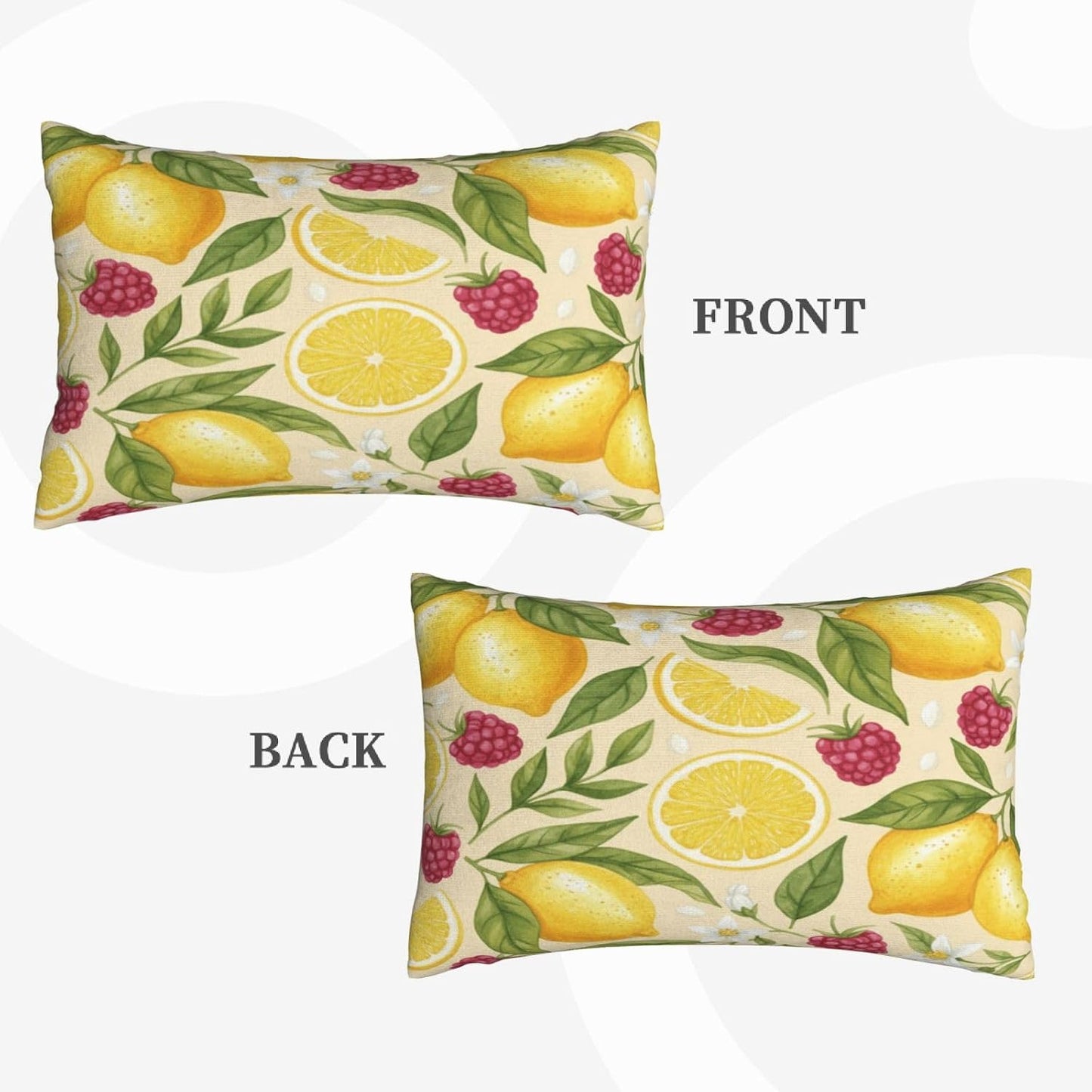 Throw Pillow Covers 14x20 Inch, Lemon Summer Fruit Both Sides Soft Decorative Rectangular Cushion Case with Zipper, Aesthetic Home Decor for Living Room Farmhouse Couch Bed Sofa Car