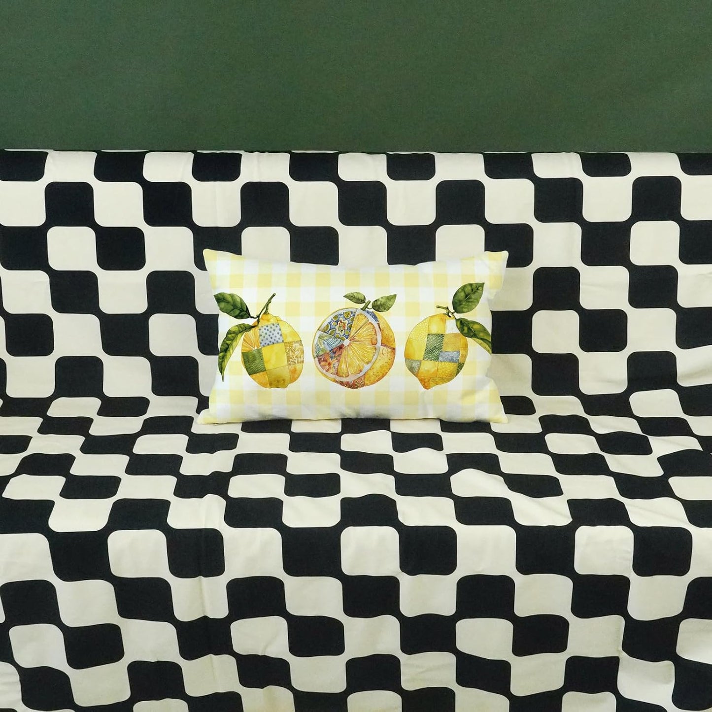 ONWAY Summer Throw Pillow Cover 12x20 Inch Lemon Yellow Buffalo Plaid Decorative Pillowcase Farmhouse Outdoor Patio Holiday Cushion Case for Sofa Couch Bed