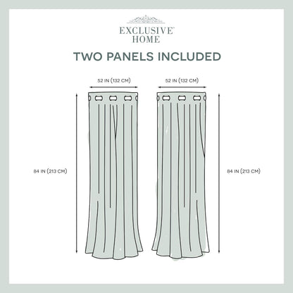 EXCLUSIVE HOME Sateen Twill Woven Room Darkening Blackout Grommet Top Curtain Panel Pair, 52"x84", Sundress Yellow