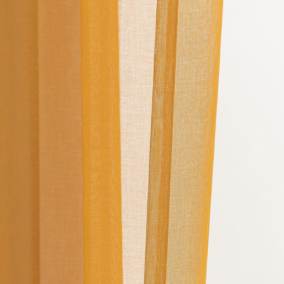 Yellow Sheer Curtains 95 inch Length 2 panels, Rod Pocket Semi Sheer Privacy Curtains, Window Treatments Soft Voile Drapes for Windows Living Room Bedroom French Doors Doorway Divider, 52"Wx 95"L