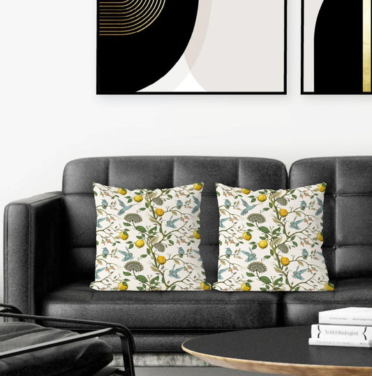 Chinoiserie Pillow Cover, Hummingbird Lemon Pillow Covers 18x18 Set of 2, Grandmillennial Pillow Cover, Lemon Outdoor Pillows Cover, Gifts for Hummingbird Lovers