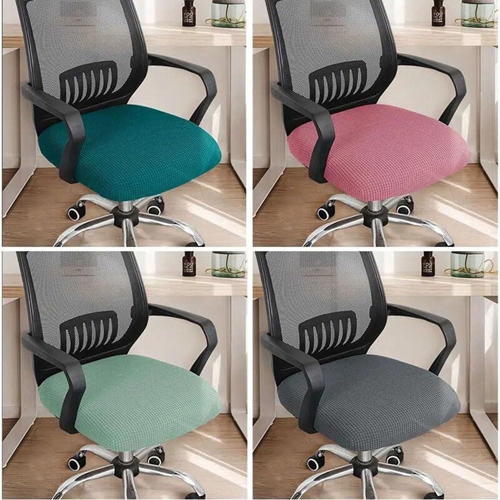 Stretch Chair Seat Covers,Luxurious Corduroy Office Chair Cushion Protector Cover, Washable Elastic Stool Cover for Round and Square Stool Chair Slipcover(Lemon Yellow,S (35-40cm))