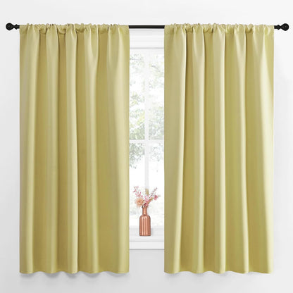 NICETOWN Blackout Curtains for Living Curtains, Paler Yellow, Set of 2, 52 by 63 Inch, Window Treatment Blackout Curtain Panels, Home Decor Thermal Insulated Solid Drapes for Bedroom