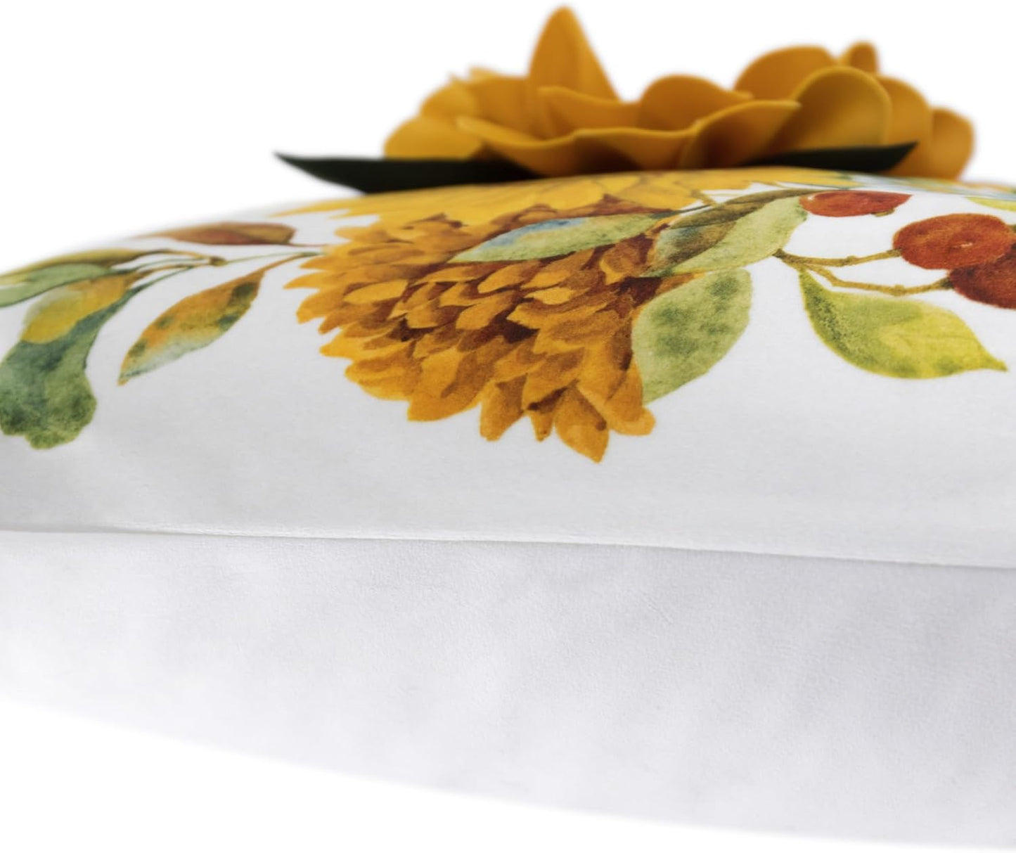 JWH 3D Sunflower Throw Pillow Cover 18x18 Inches White Yellow | Velvet, Handmade, Stereo Flower Design, Decorative Cushion Case, Bed Sofa Couch Home, Summer Pops