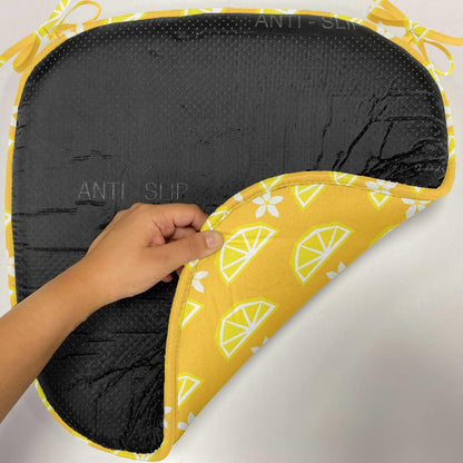 Lunarable Summer Chair Seating Cushion Set of 12, Vibrant Layout of Polygonal Sliced Lemon Flowers, Anti-Slip Seat Padding for Kitchen & Patio, 16"x16", Yellow Earth Yellow