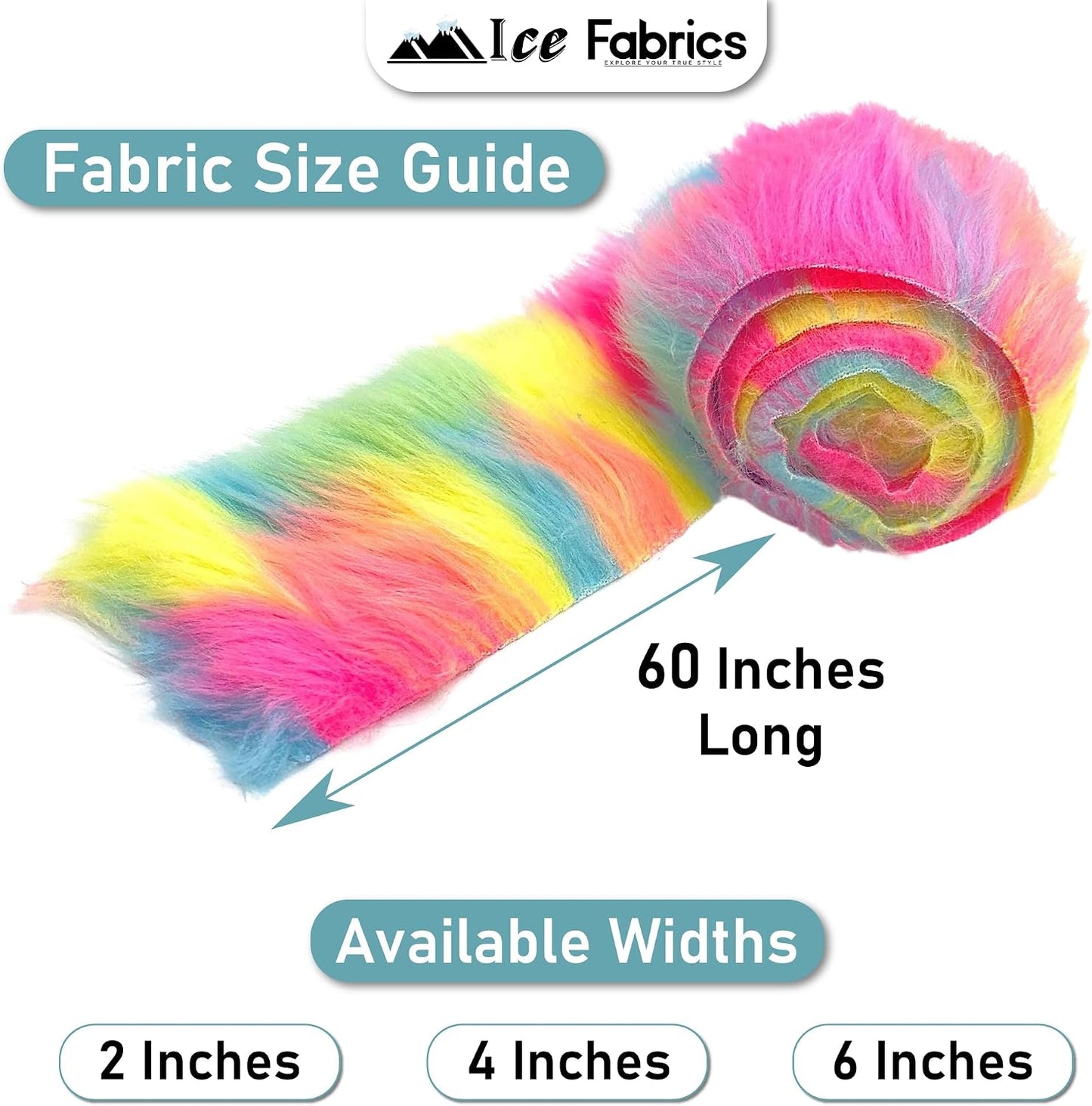 Ice Fabrics Craft Faux Fur Fabric Pre Cut Rolls - 2"x60" Fur Ribbon Mohair Fabric Strips - Super Soft and Fuzzy - Perfect for Crafts, Costumes & Decoration - Yellow - 2x60