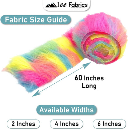 Ice Fabrics Craft Faux Fur Fabric Pre Cut Rolls - 2"x60" Fur Ribbon Mohair Fabric Strips - Super Soft and Fuzzy - Perfect for Crafts, Costumes & Decoration - Yellow - 2x60
