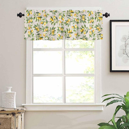 T&H XHome Lemon Valances for Windows Summer Fruit Lemon Flower Plant Linen Vintage Window Treatment Valances Rod Pocket Curtain Valance for Kitchen, Bathroom, Living Room, Bedroom 42" x 12"