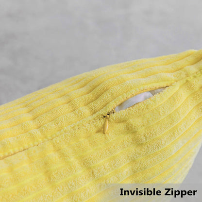 Home Brilliant Yellow Summer Pillow Cover 18x18 Yellow Decoration Striped Velvet Corduroy Decorative Throw Pillowcase Throw Pillow for Bed Sofa Decor, Sundress, (45x45 cm, 18inch)