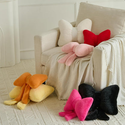 Xuyier Bow Pillows, Bow Shaped Decorative Throw Pillows for Couch Bed, Aesthetic Cute Home Decor Accent Pillows (Goose Yellow, Small-12 Inches)
