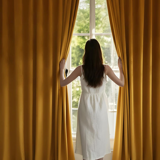 NICETOWN Yellowish Gold Velvet Curtains 108 inches Long, Bedroom Velvet Window Drapes, Luxury Curtains Home Decoration Thick Drapes for Dining Room (1 Pair, 52 Wide)