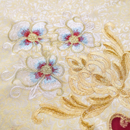 Amidoudou 1 Pair European Luxury Embroidered Curtains for Living Room Bedroom (Yellow,51x95 Inch)