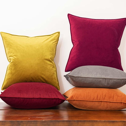 JUSPURBET 18x18 Pillow Covers Set of 2 Decorative Throw Pillow Covers Case for Couch Sofa Bed Soft Velvet Cushion Covers with Hidden Zipper for Home Decor Living Room,Lemon