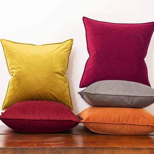 JUSPURBET 18x18 Pillow Covers Set of 2 Decorative Throw Pillow Covers Case for Couch Sofa Bed Soft Velvet Cushion Covers with Hidden Zipper for Home Decor Living Room,Lemon