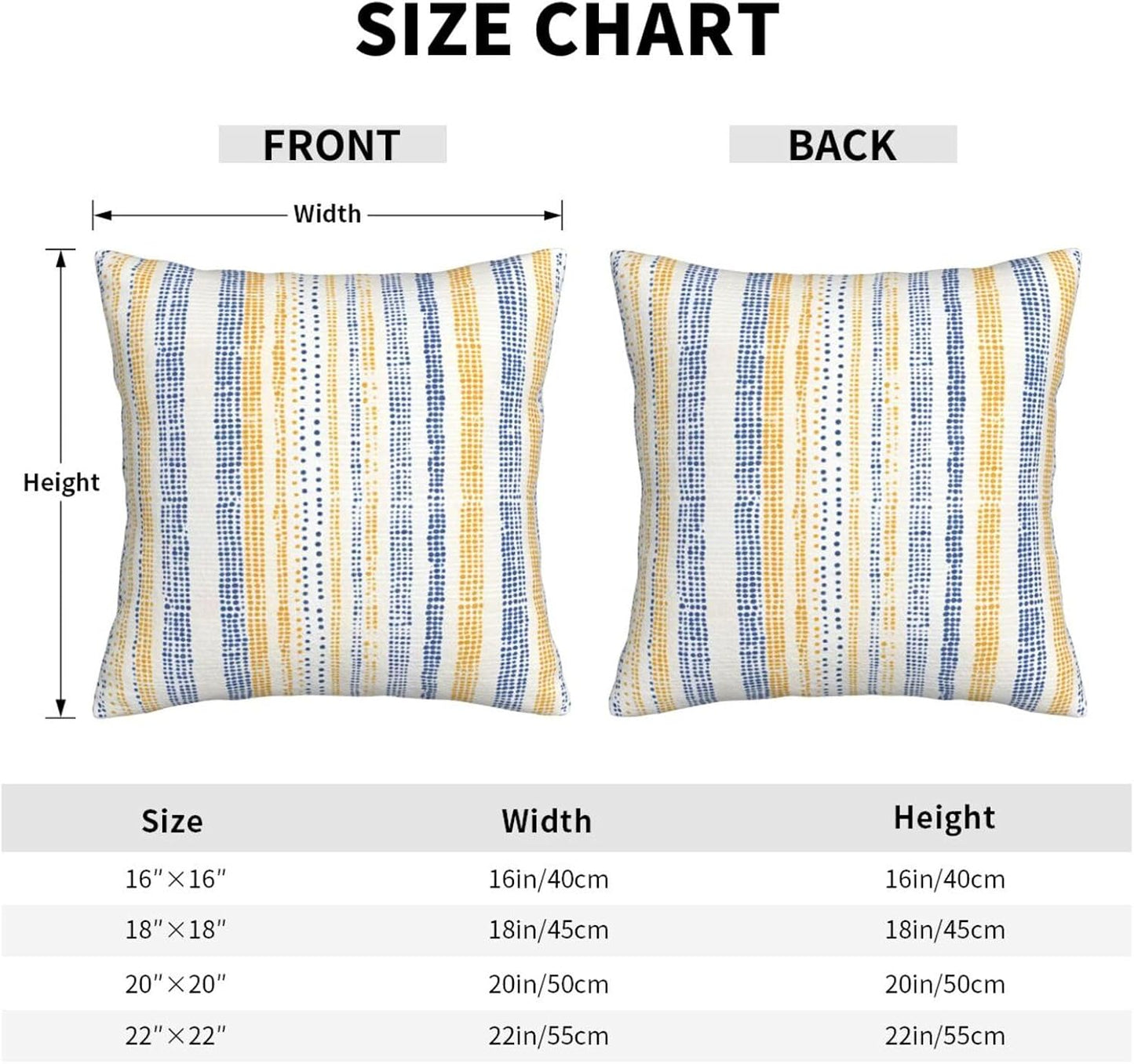 KiuLoam Navy Blue Yellow Dots Striped Throw Pillow Covers 18 x 18 Inch Set of 2 Outdoor Decorative Pillow Cases Farmhouse Cushion Cases for Couch Bed Home Decor