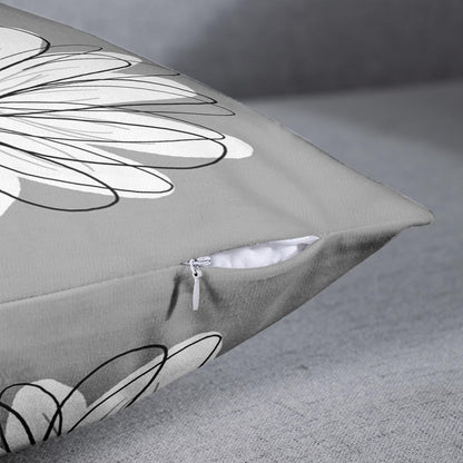 Emvency Set of 4 Throw Pillow Covers Gray and Yellow Modern Daisy with Pretty White Floral Hand Couch Sofa Decorative Pillow Cases Cushion Home Decor Square 18x18 Inches Pillowcases