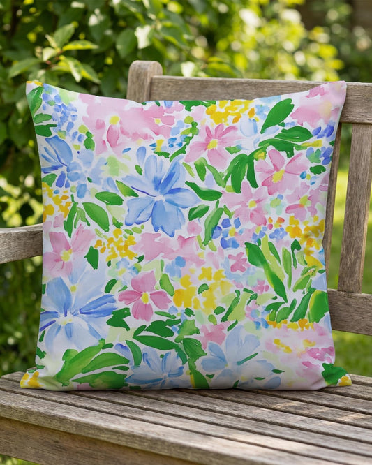 Floral Pillow Cover 18x18 – Pastel Watercolor Flower Throw Pillow Case – Spring Summer Decorative Cushion Cover for Couch Bed Sofa Bedroom