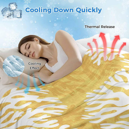 Cooling Blanket for Hot Sleepers, Yellow Coral Coastal Lightweight Breathable Summer Blanket, White Summer Beach Ocean Seaside Double-Side Cool Throw Blankets for Sleeping Travel, 40"x60"