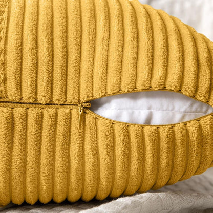 MIULEE Mustard Yellow Decorative Throw Pillow Covers 18x18 Inch for Couch Bed Sofa Pack of 2 Boho Farmhouse Throw Pillows Soft Cross Corduroy Patchwork Textured Cushion Cases