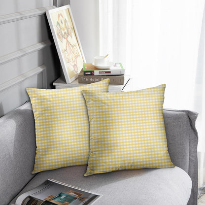 Emvency Throw Pillow Cover Accent Yellow Gingham Spring White Livingroom Decorative Pillow Case Home Decor Square 18 x 18 Inch Pillowcase