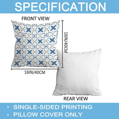 FUTBU Lemon Throw Pillow Covers 16x16 Inch Set of 4, Bule Diamond Check Farmhouse Cushion Case, Hello Summer Party Holiday Decoration for Sofa Couch