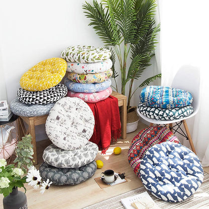 vctops Bohemian Soft Round Chair Pad Garden Patio Home Kitchen Office Seat Cushion Grid Yellow Diameter 16"