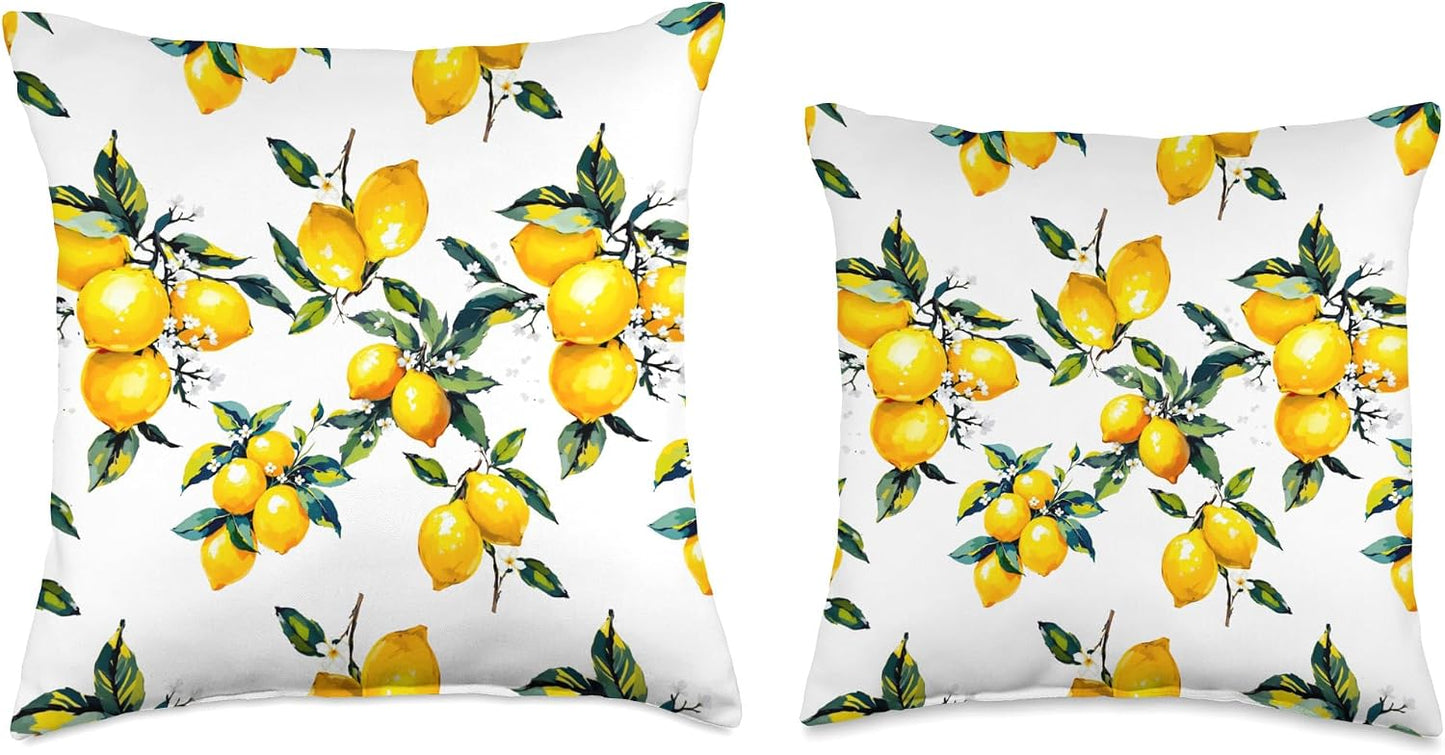 Summer lemon citrus art Throw Pillow