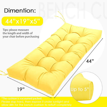 MTMR Outdoor Bench Cushion for Furniture 40X19 Inch Tufted Porch Swing Cushions with High Elasticity PP Cotton and Durable Ties, Thick Bench Seat Cushions for Patio Furnitures Yellow
