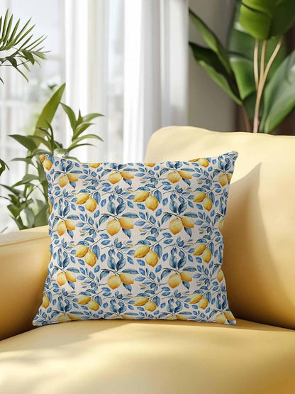 1 Pack Outdoor Throw Pillow, Lemon Waterproof Pillow with Insert Included, Spring Summer Pastoral Fruit Leaf Branch Decorative Accent Cushion Sofa Pillows for Patio Porch, 18 x 18 in