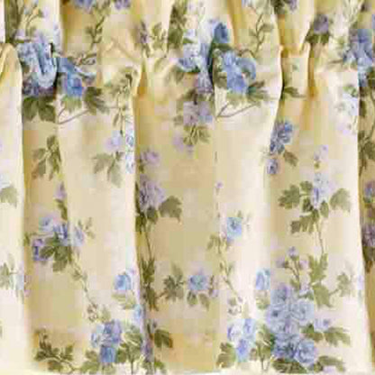 Laura Ashley - Valance, 100% Soft Cotton Window Treatment with Rod Pocket, Lightweight & Machine Washable, Floral Printed Curtain (Cassidy Yellow, 15" x 86")