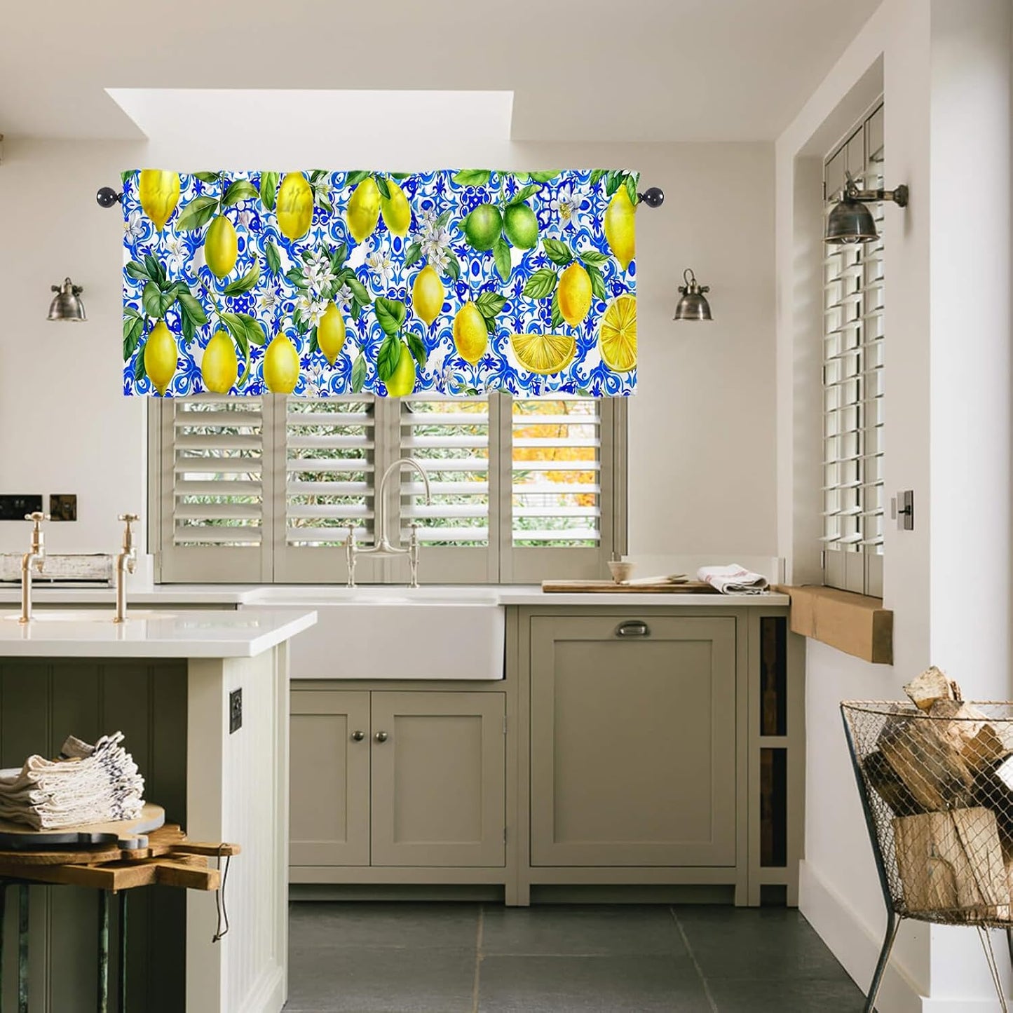 Lemon Valances 54" W x 18" L - Lemon Kitchen Curtains Valance for Windows Rod Pocket Kitchen Decor Decorations