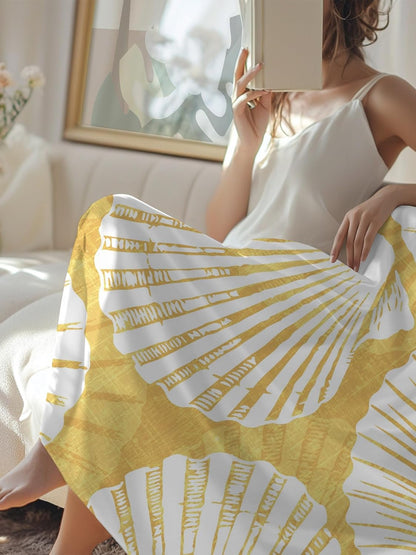 Cooling Blanket for Hot Sleepers, Yellow Scallop Coastal Lightweight Breathable Summer Blanket, Summer Beach Nautical Double-Side Cool Throw Blankets for Sleeping Travel, 50"x60"