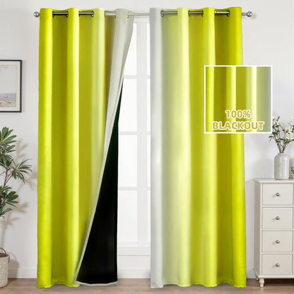 weesire Light Yellow Blackout Curtains for Bedroom Living Room 2 Panels 100% Blackout Ombre Gradient Curtains, 52x84 Inches