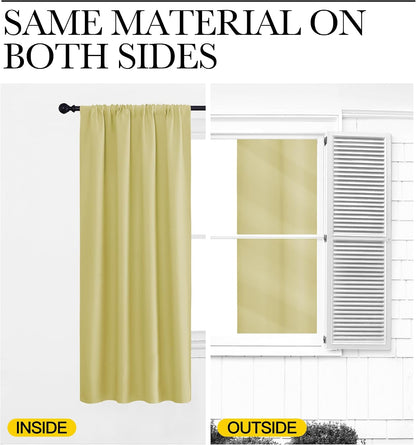 NICETOWN Blackout Curtains for Living Curtains, Paler Yellow, Set of 2, 52 by 63 Inch, Window Treatment Blackout Curtain Panels, Home Decor Thermal Insulated Solid Drapes for Bedroom
