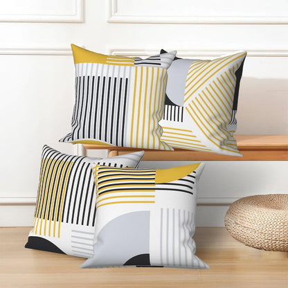 Modern Minimalist Throw Pillow Covers Geometric Striped Pillowcase Boho Line 20x20 Set of 4 Abstract Art Simple Yellow Cushion Covers for Bed Couch Sofa Living Room Garden Patio Car Decor