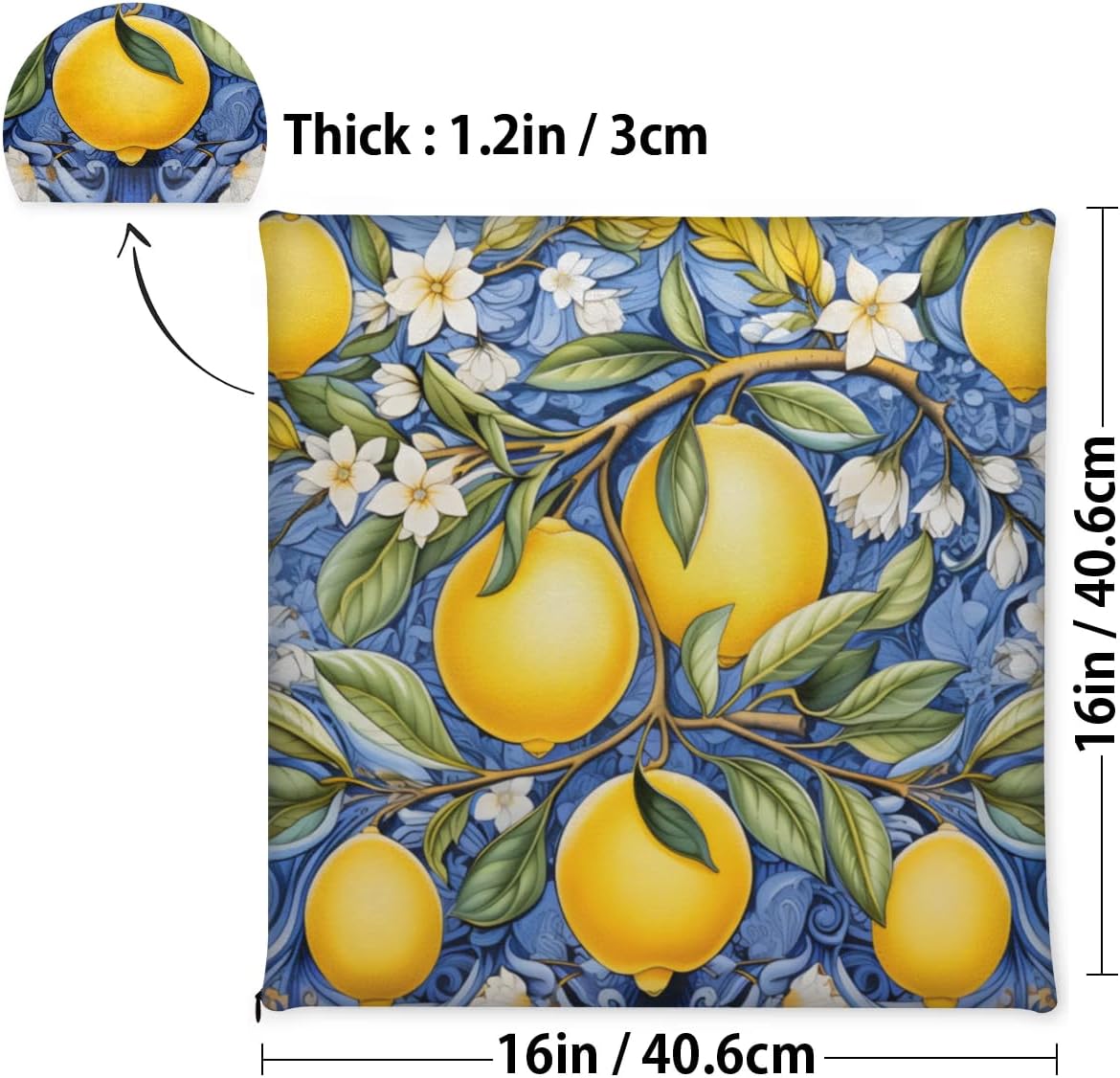 Chair Cushions Lemons Chair Pads for Dining Chairs Removable Seat Cushion for Kitchen Living Room Office Patio 16 x 16 x 1.2 Inches