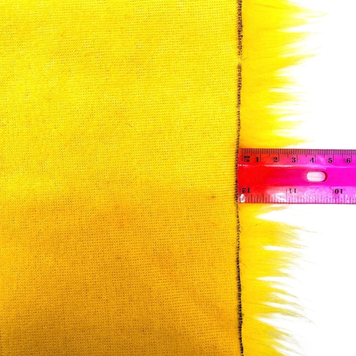 Ice Fabrics Faux Fur Fabric Squares - 10x10 Inches Pre-Cut Craft Fur - Shaggy Mohair Fabric for Costumes, Apparel, Rugs, Pillows, Decorations and More - Yellow - 10"x10"