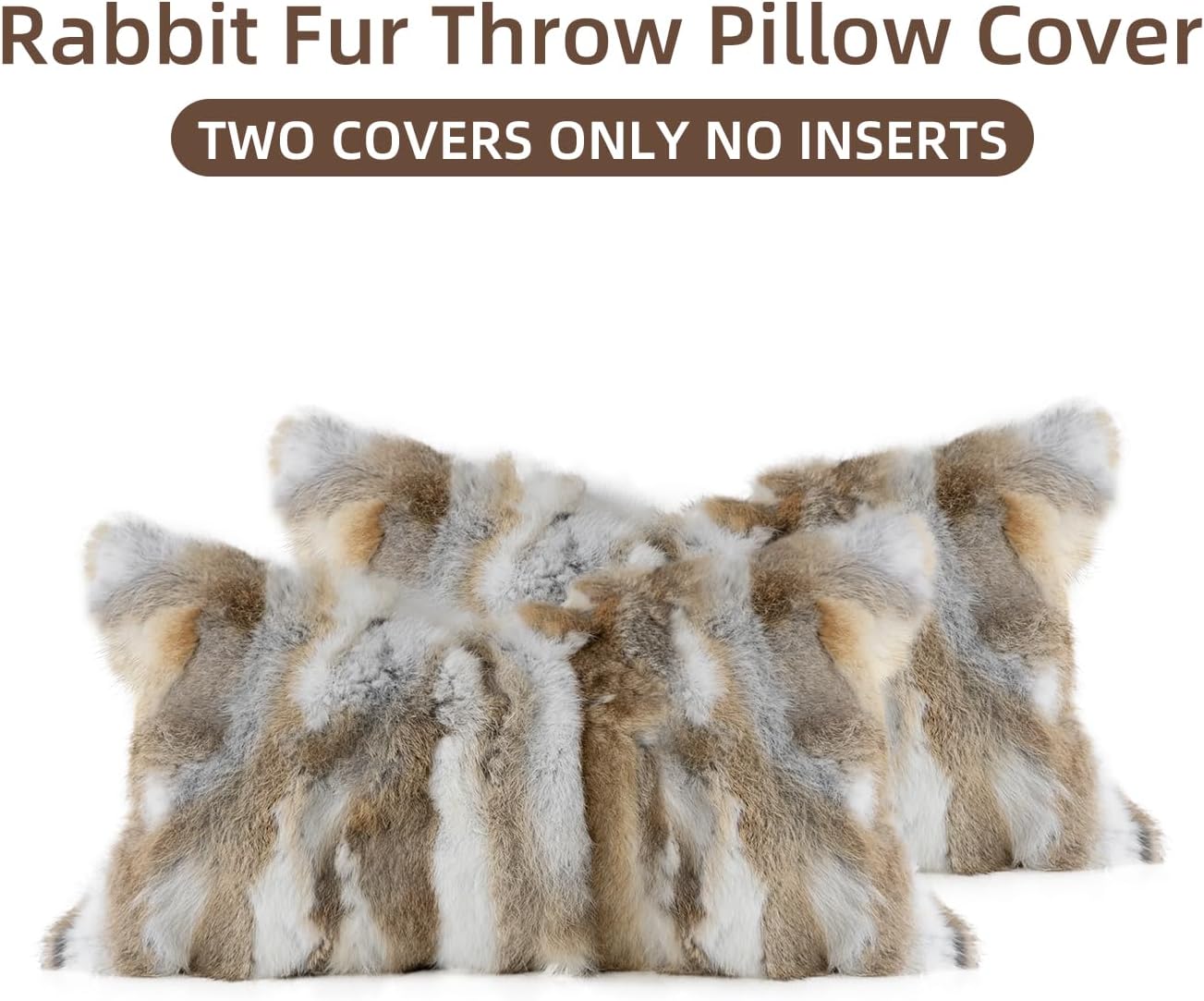 Genuine Rabbit Fur Pillow Covers Set of 2,Luxury Decorative Throw Pillowcases Fluffy Animal Skin Accents Bolster Cushion Cover for Couch Sofa Bedroom Living Room Home,12x20inch,Yellow
