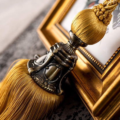 Melodieux Decorative Curtain Tiebacks Antique Tassels Holdbacks - Home Office Window Drapery Fasteners Fringe Ropes, Set of 2 (Yellow)