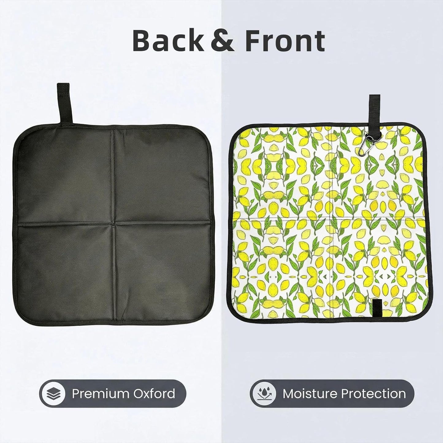 Yellow Fresh Lemons Print Outdoor Sitting Cushion Folding Seat Pad Compact Portable Picnic Bench Cushion Mat