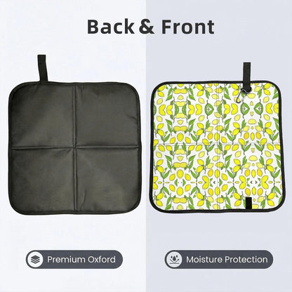 Yellow Fresh Lemons Print Outdoor Sitting Cushion Folding Seat Pad Compact Portable Picnic Bench Cushion Mat