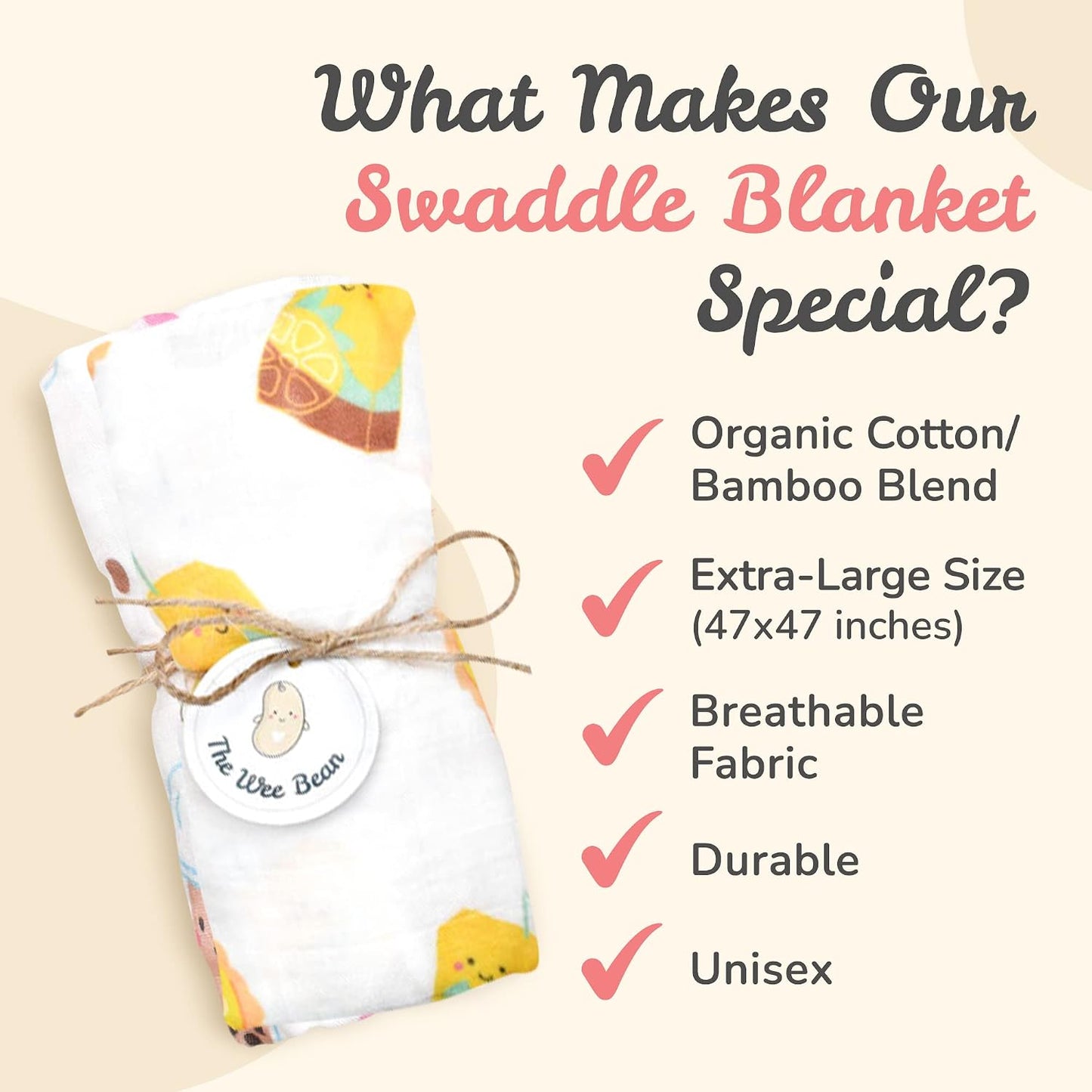 The Wee Bean Organic Cotton and Bamboo Rayon Muslin Swaddle Blankets, Set of X (Lemon Tea + Egg Tart)