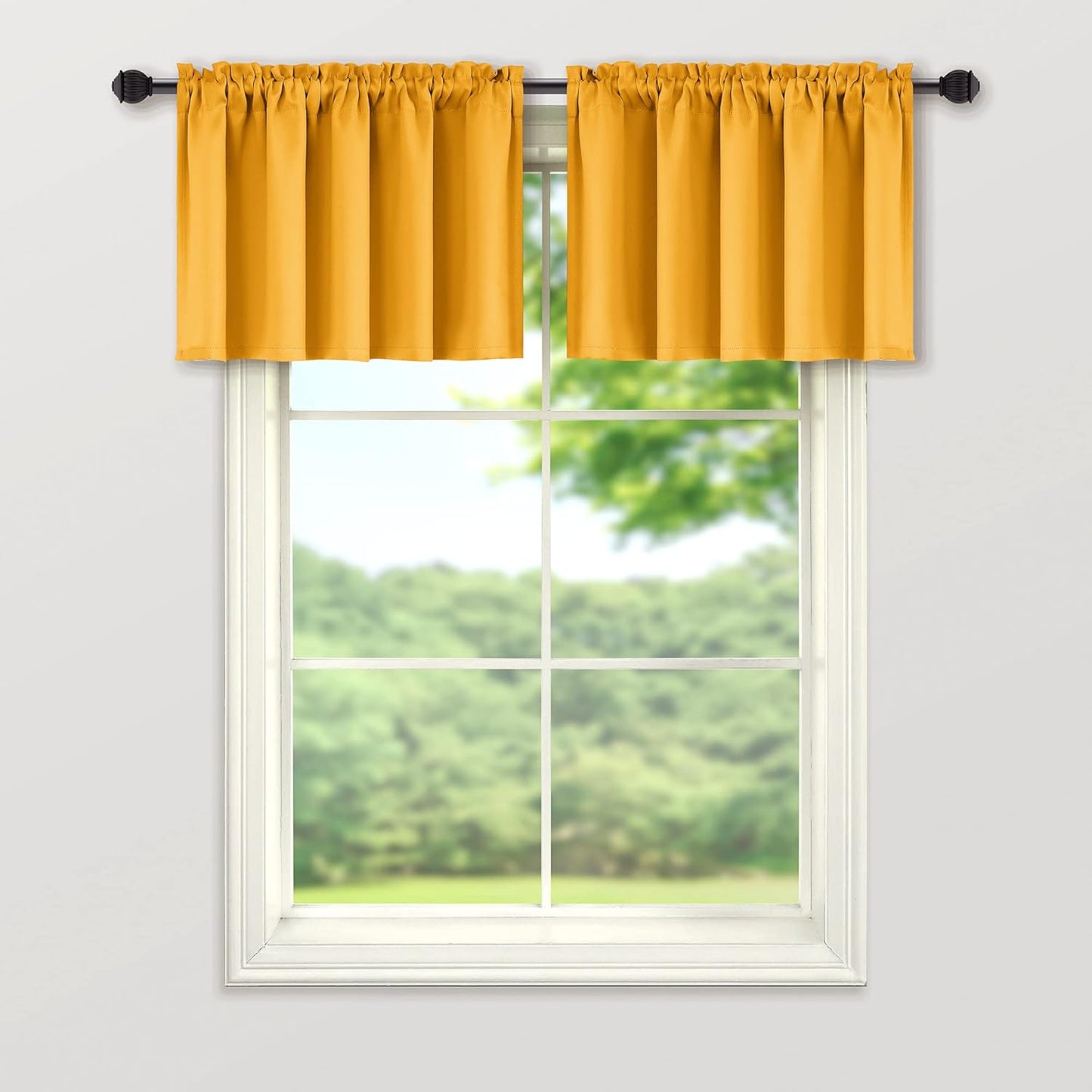 Mrs.Naturall Yellow Valances for Windows Rod Pocket Mustard Curtains for Kitchen Bathroom Living Room 36x16 Inches Long