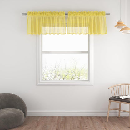 UPOPO Yellow Sheer Tier Curtains 16 inches Long Voile Kitchen Tiers Linen Textured Cafe Curtains Bathroom Basement Short Small Curtain Panels for Door Half Window Curtains 2 Panels Rod Pocket