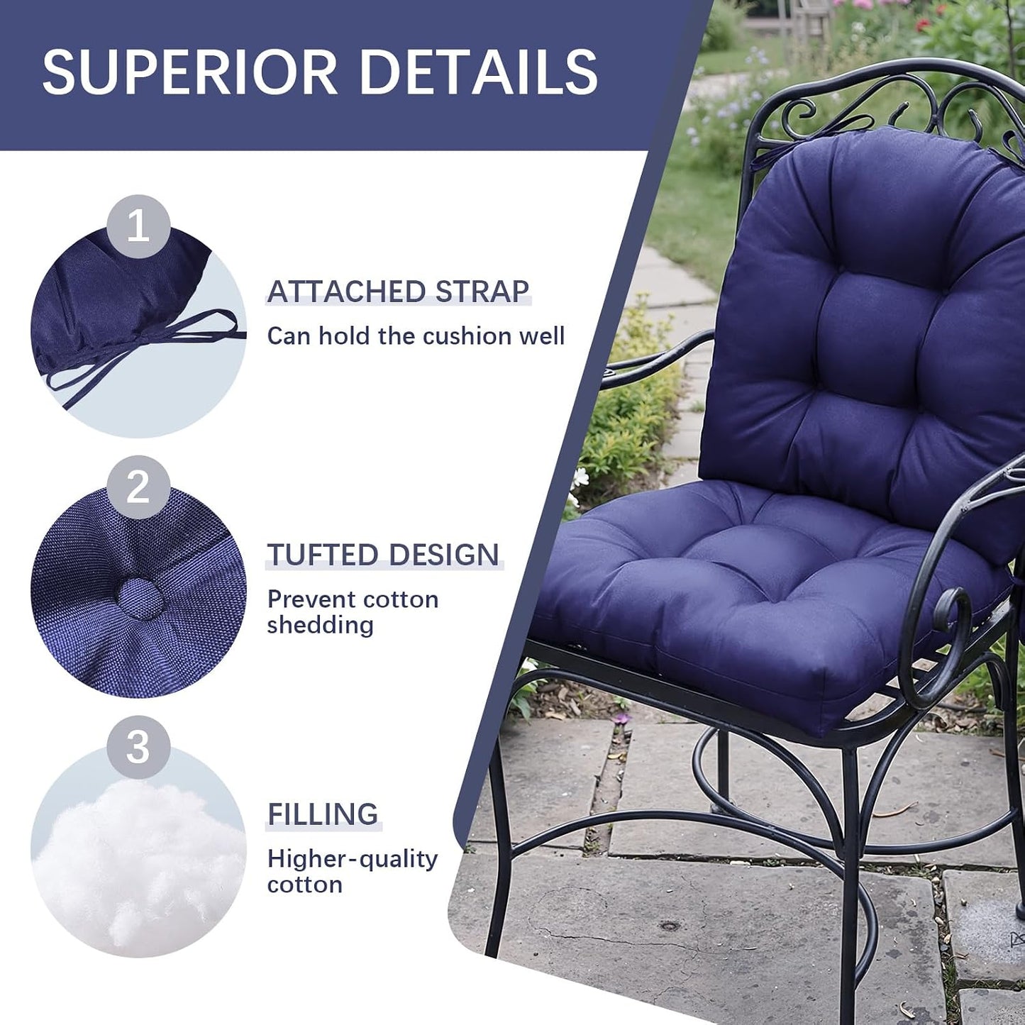 Gnostik 2 Pcs Outdoor Seat Cushions, Yellow Waterproof U Shaped Outdoor Chair Cushions Patio Chair Seat Pads for Porch, Garden Furniture, 18.6"X18.6"